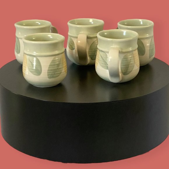 🥳 HP 🍋 Pfaltzgraff Vera Cruz Lemon Leaves Mugs Handpainted in Mexico - Picture 3 of 6